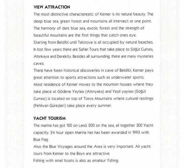 KEMER MUNICIPALITY CATALOG - INFO PAGE